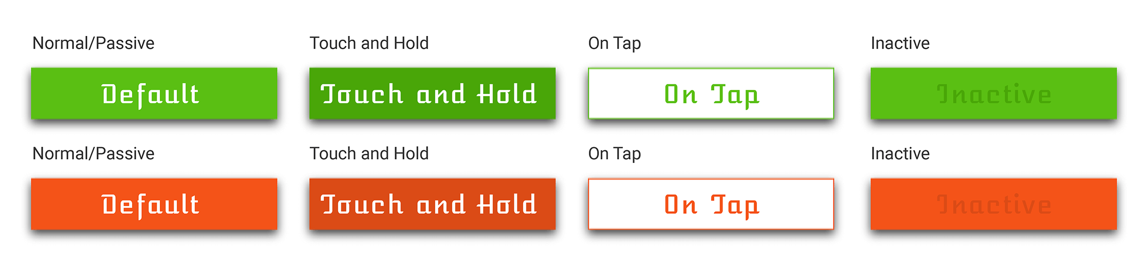 The two variations of call to action buttons that are allowed within the design